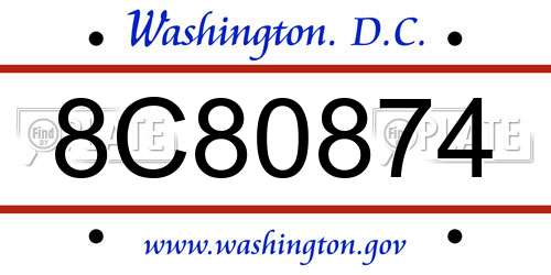 8C80874 District Of Columbia License Plate