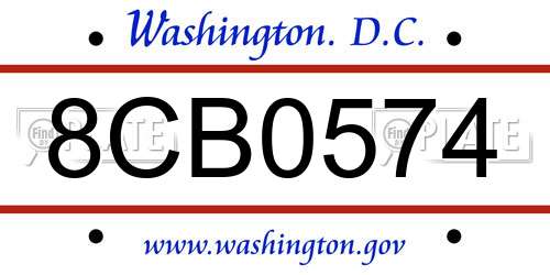 8CB0574 District Of Columbia License Plate
