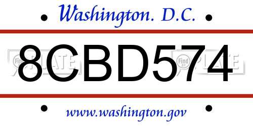 8CBD574 District Of Columbia License Plate