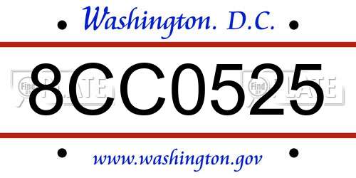 8CC0525 District Of Columbia License Plate