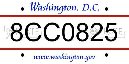 8CC0825 District Of Columbia License Plate