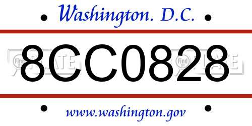 8CC0828 District Of Columbia License Plate