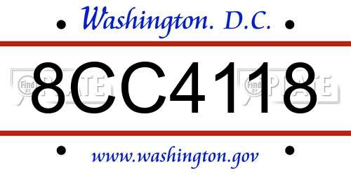 8CC4118 District Of Columbia License Plate