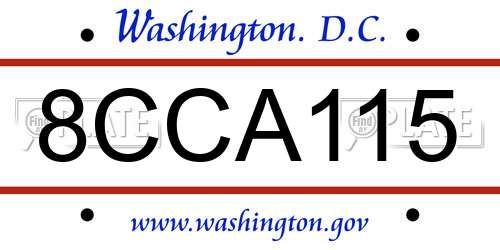 8CCA115 District Of Columbia License Plate