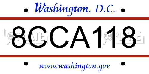 8CCA118 District Of Columbia License Plate