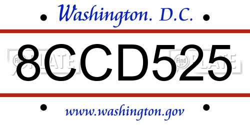 8CCD525 District Of Columbia License Plate
