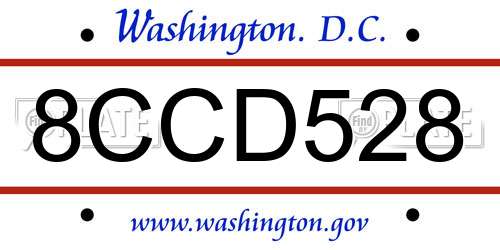 8CCD528 District Of Columbia License Plate