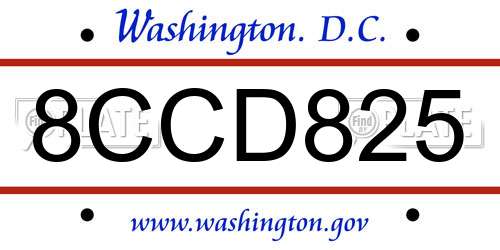 8CCD825 District Of Columbia License Plate