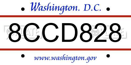 8CCD828 District Of Columbia License Plate