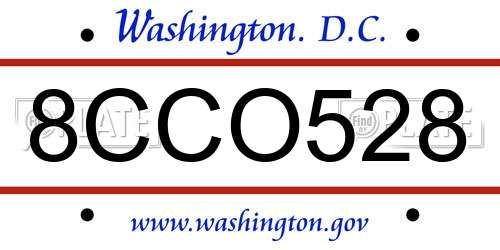 8CCO528 District Of Columbia License Plate