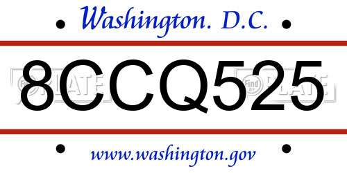 8CCQ525 District Of Columbia License Plate