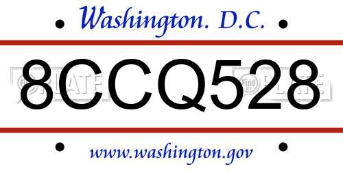 8CCQ528 District Of Columbia License Plate