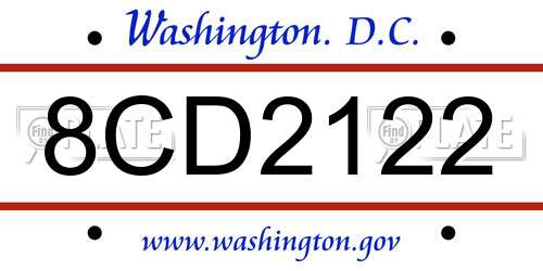 8CD2122 District Of Columbia License Plate