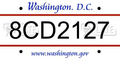 8CD2127 District Of Columbia License Plate