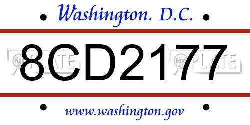 8CD2177 District Of Columbia License Plate