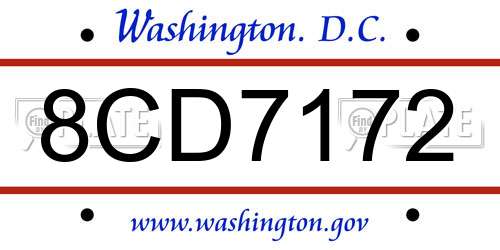 8CD7172 District Of Columbia License Plate