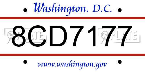 8CD7177 District Of Columbia License Plate