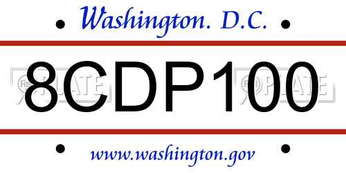 8CDP100 District Of Columbia License Plate