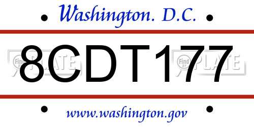 8CDT177 District Of Columbia License Plate