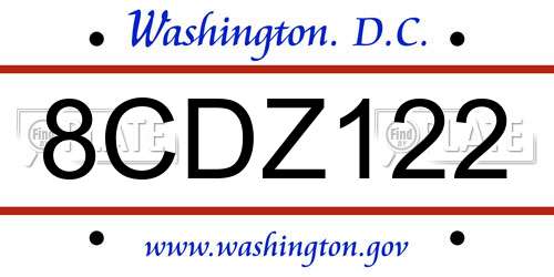 8CDZ122 District Of Columbia License Plate
