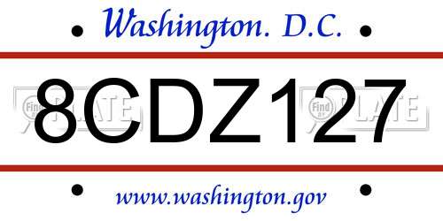 8CDZ127 District Of Columbia License Plate