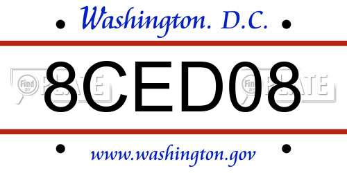 8CED08 District Of Columbia License Plate