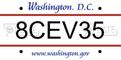 8CEV35 District Of Columbia License Plate