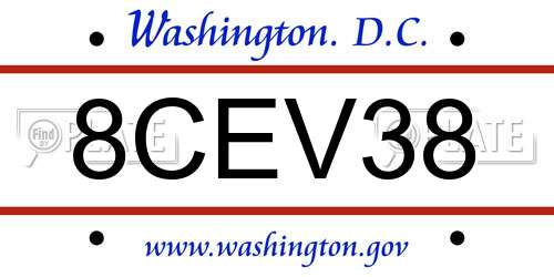 8CEV38 District Of Columbia License Plate