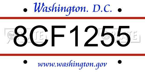 8CF1255 District Of Columbia License Plate