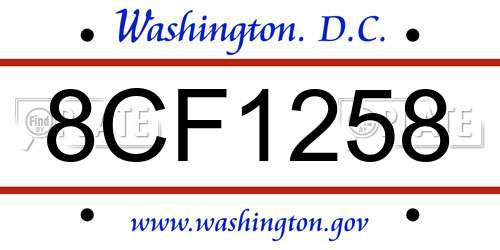 8CF1258 District Of Columbia License Plate