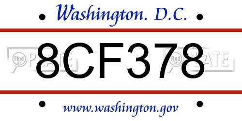 8CF378 District Of Columbia License Plate