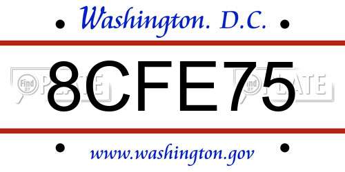 8CFE75 District Of Columbia License Plate