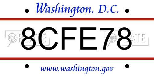 8CFE78 District Of Columbia License Plate