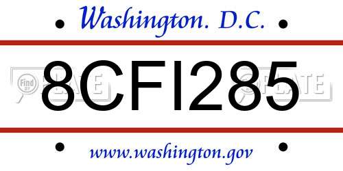 8CFI285 District Of Columbia License Plate