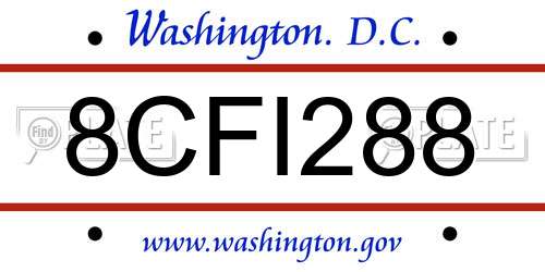 8CFI288 District Of Columbia License Plate
