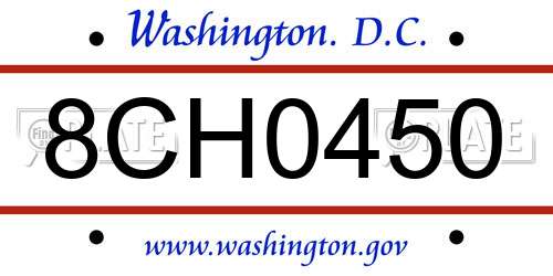 8CH0450 District Of Columbia License Plate