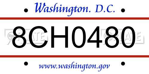 8CH0480 District Of Columbia License Plate