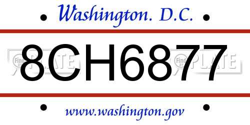 8CH6877 District Of Columbia License Plate