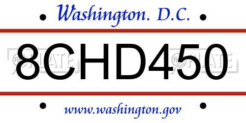 8CHD450 District Of Columbia License Plate