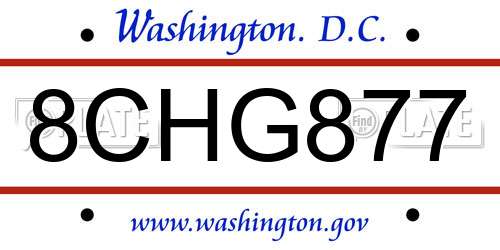 8CHG877 District Of Columbia License Plate