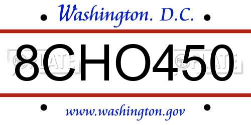 8CHO450 District Of Columbia License Plate