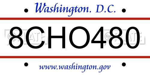 8CHO480 District Of Columbia License Plate