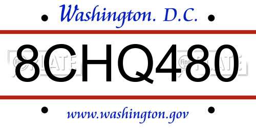 8CHQ480 District Of Columbia License Plate