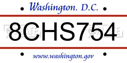 8CHS754 District Of Columbia License Plate