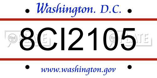 8CI2105 District Of Columbia License Plate