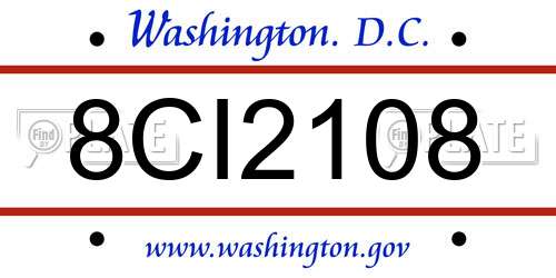 8CI2108 District Of Columbia License Plate