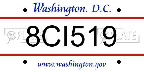 8CI519 District Of Columbia License Plate