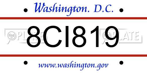 8CI819 District Of Columbia License Plate