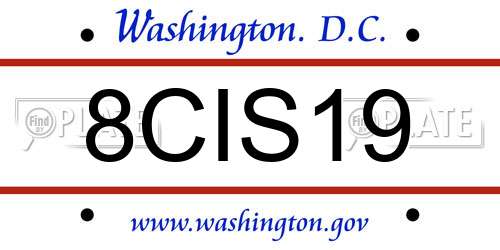 8CIS19 District Of Columbia License Plate