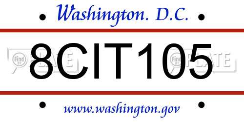8CIT105 District Of Columbia License Plate